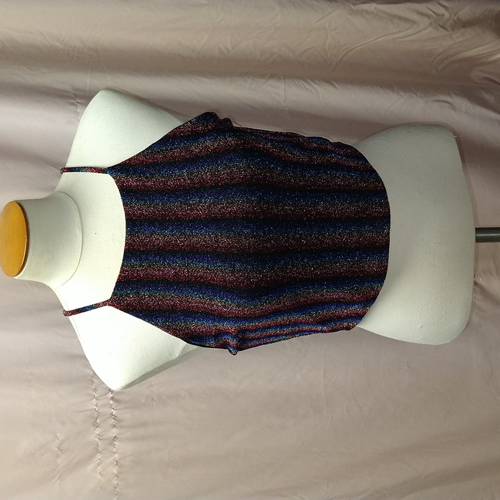 Peach love, size small rainbow metallic crop top.